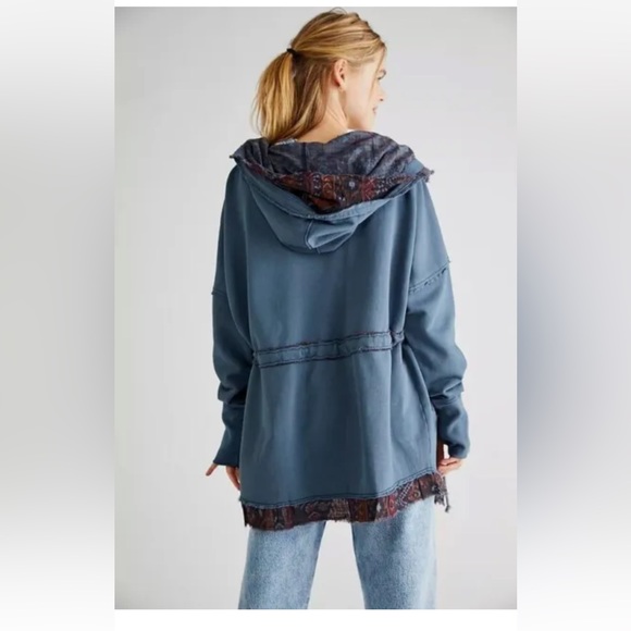 Free People Jackets & Blazers - NWOT Free People Ritual Cardigan in oversized slate blue with drawstring